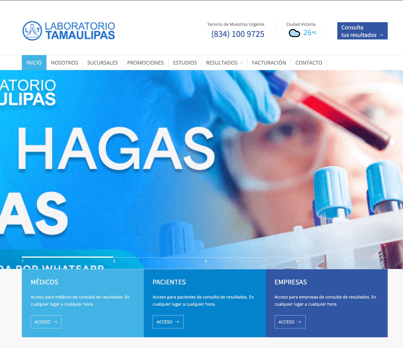 Portada actual de laboratoriotamaulipas.com.mx